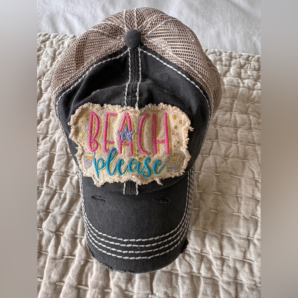 Beach Please distressed baseball hat